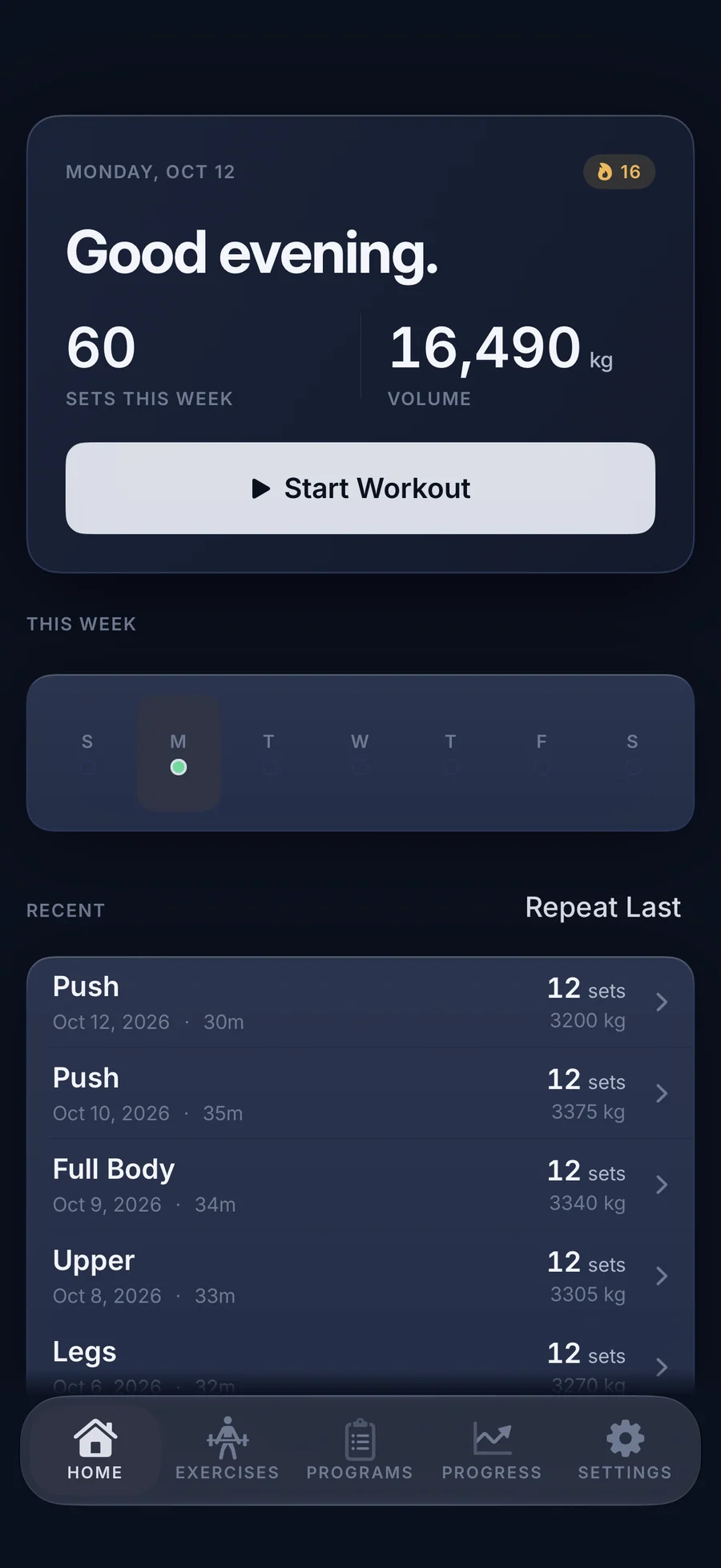 LiftLog rest timer between sets