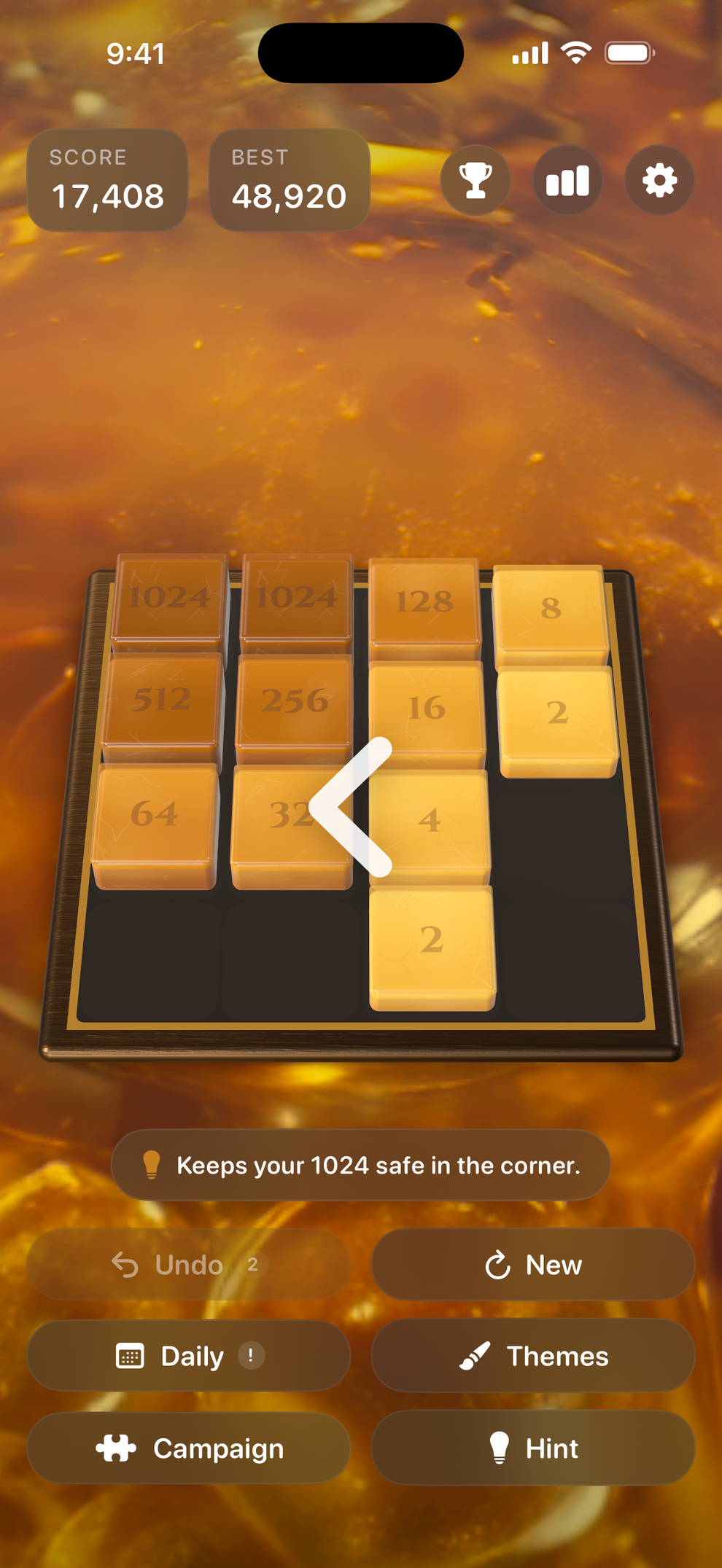 Hint draws the suggested move on the board and says why.